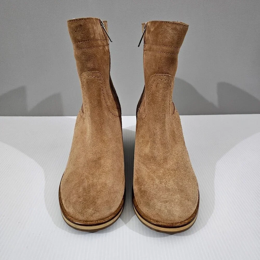 Aquatalia Bellamy Ankle Boot Womens 9.5 Brown Suede Water Resistant Designer NEW